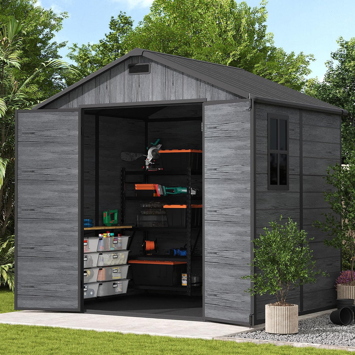 udpatio resin storage shed 8x6 ft, plastic outdoor, main product view