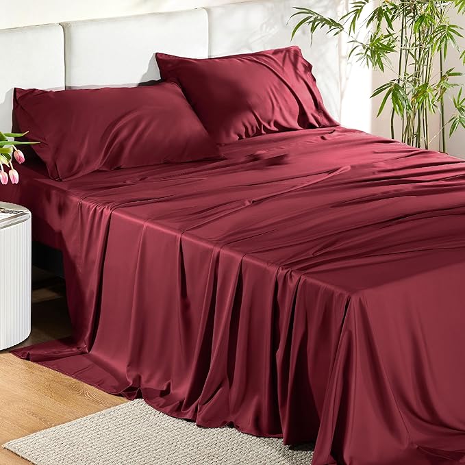Bedsure California King Sheet Sets, Cooling Sheets, Rayon Derived from Bamboo - Image 2