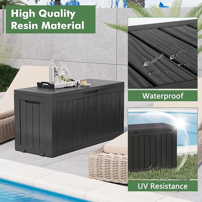 NUNU LAB Outdoor Storage Box, 80 Gallon Large Resin Sturdy Deck Box, Backyard - Image 2