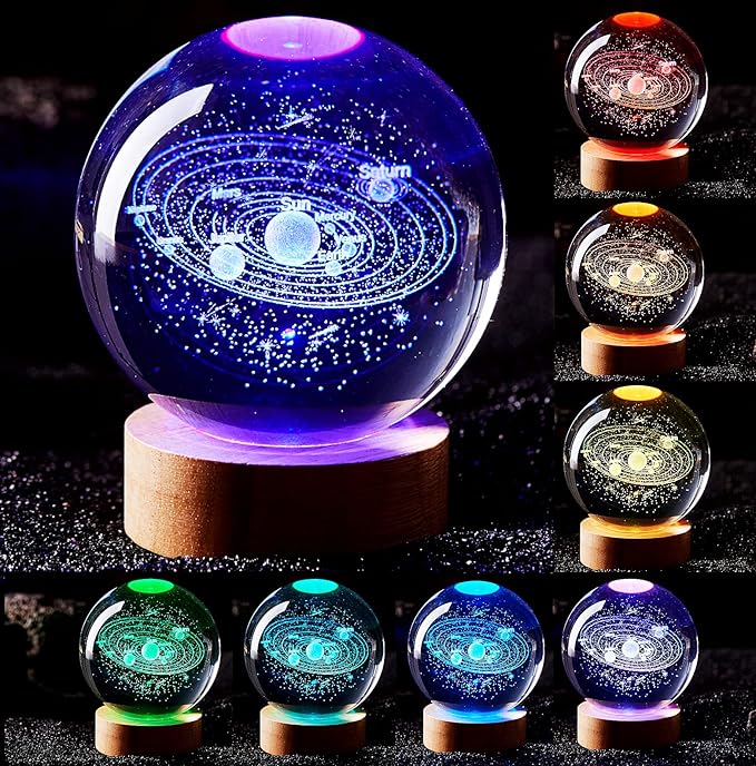 Conalisk 3D Solar System Crystal Ball Lamp, 3.15 Inch K9 Crystal Ball Night by Conalisk