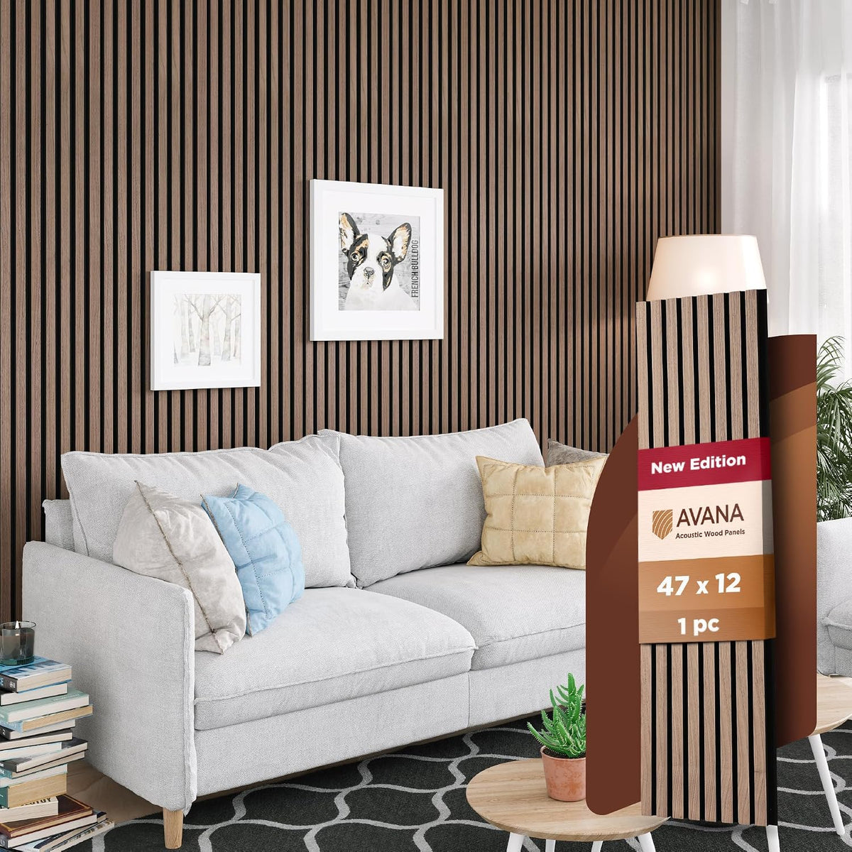 Avana Acoustic Wood Wall Panels – 47.2 X 12.6 Inch Walnut Acoustic Panels 1 PC
