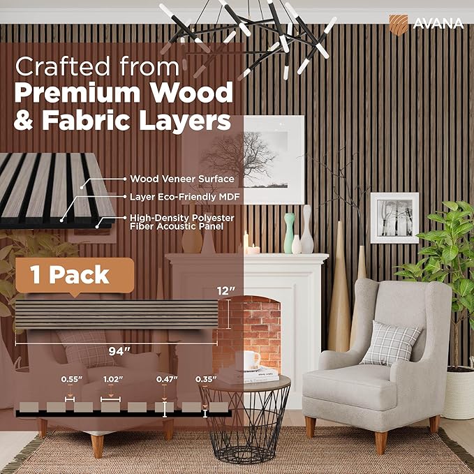 Avana Modern Acoustic Wood Wall Panels – 94.4 X 12.6 Inch Walnut Acoustic - Image 4