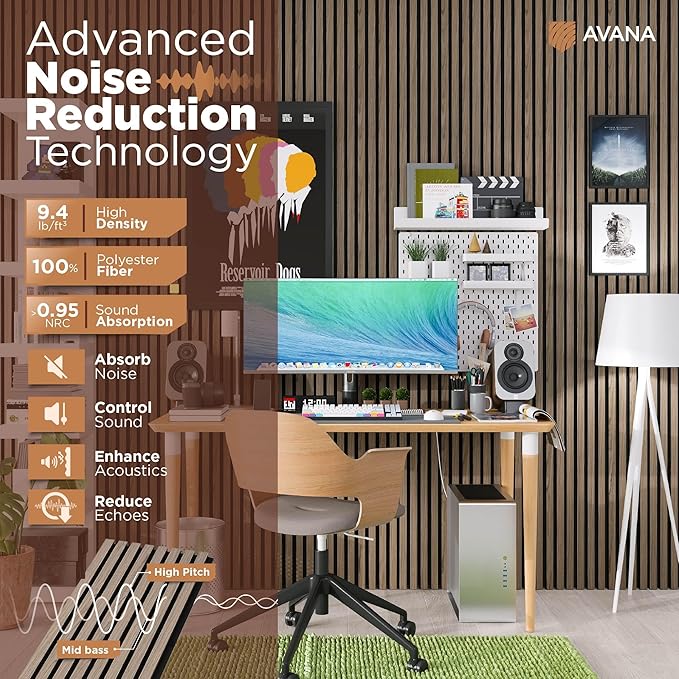 Avana Modern Acoustic Wood Wall Panels – 94.4 X 12.6 Inch Walnut Acoustic - Image 5