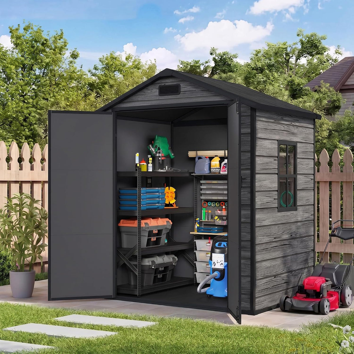 amopatio 6x4 ft outdoor storage shed with floor, main product view