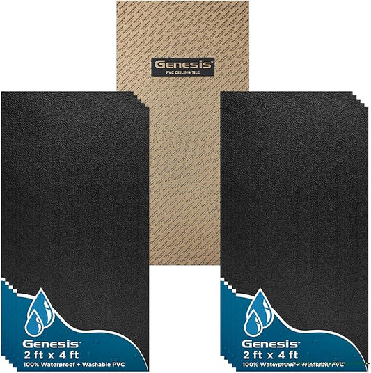 Genesis 2ft x 4ft Stucco Pro Black Ceiling Tiles by Genesis