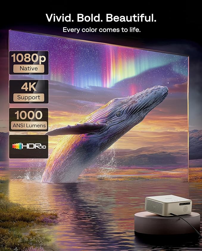 Aurzen EAZZE D1 MAX Upgraded Google TV Smart Projector 4K Supported, 1000 ANSI - Image 6