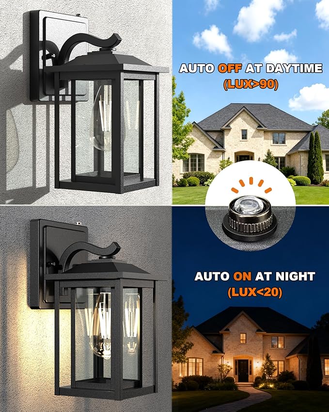 LTBLIGHT Dusk to Dawn Outdoor Lighting, Modern Black Waterproof Exterior Wall - Image 2