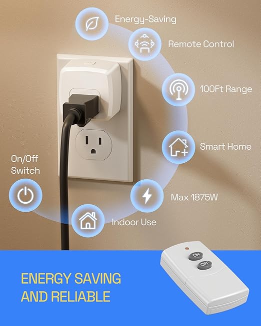 HBN Remote Control Outlet Plug Remote Light Switch Remote Outlet Switch - Image 3