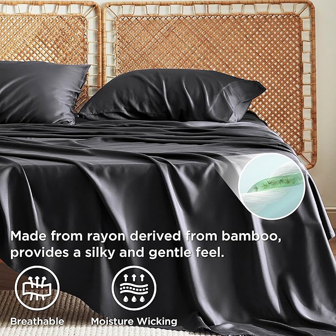 Bedsure Queen Sheets, Rayon Derived from Bamboo, Queen Cooling Sheet Set - Image 3