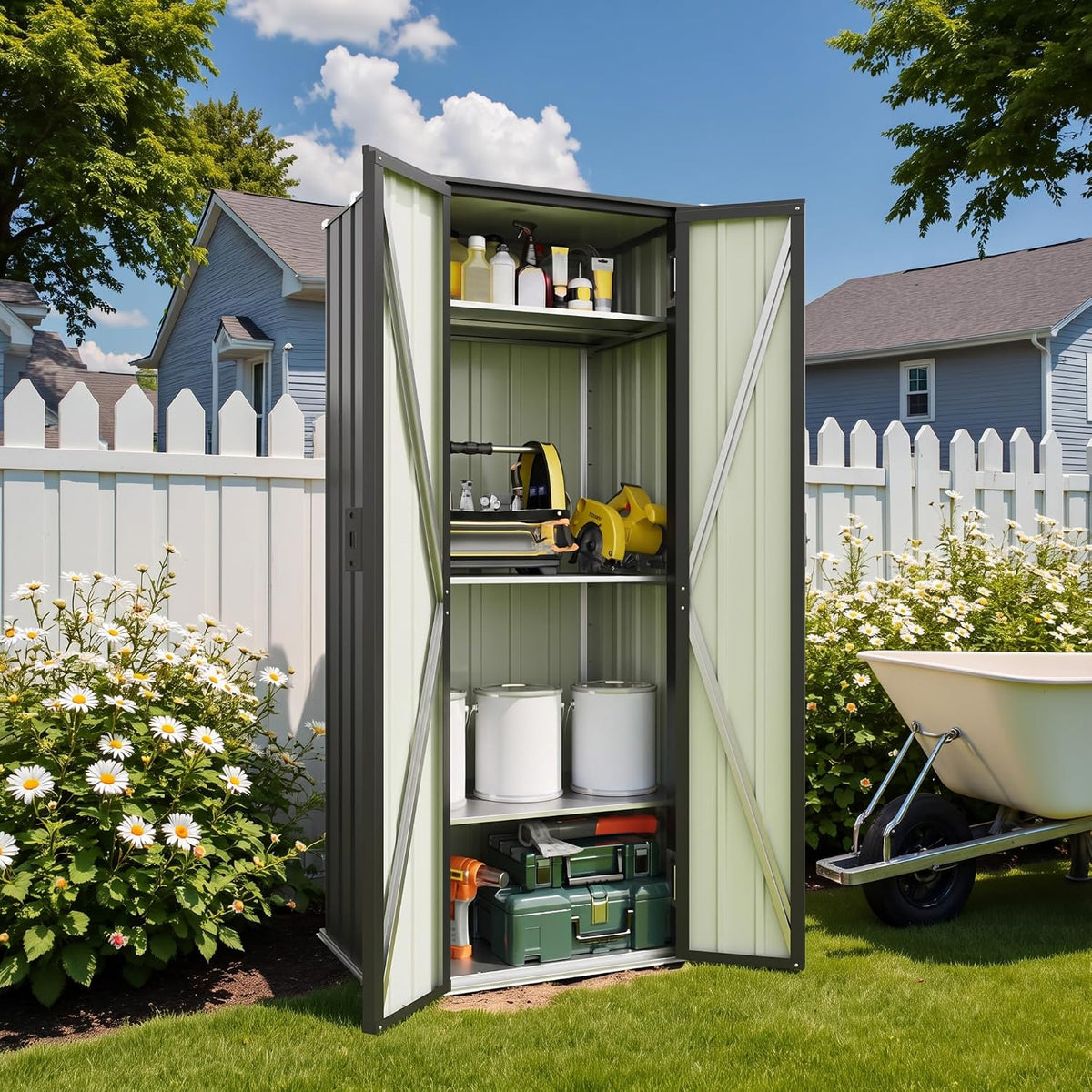 patiowell 28 cuft storage shed, outdoor metal storage, main product view
