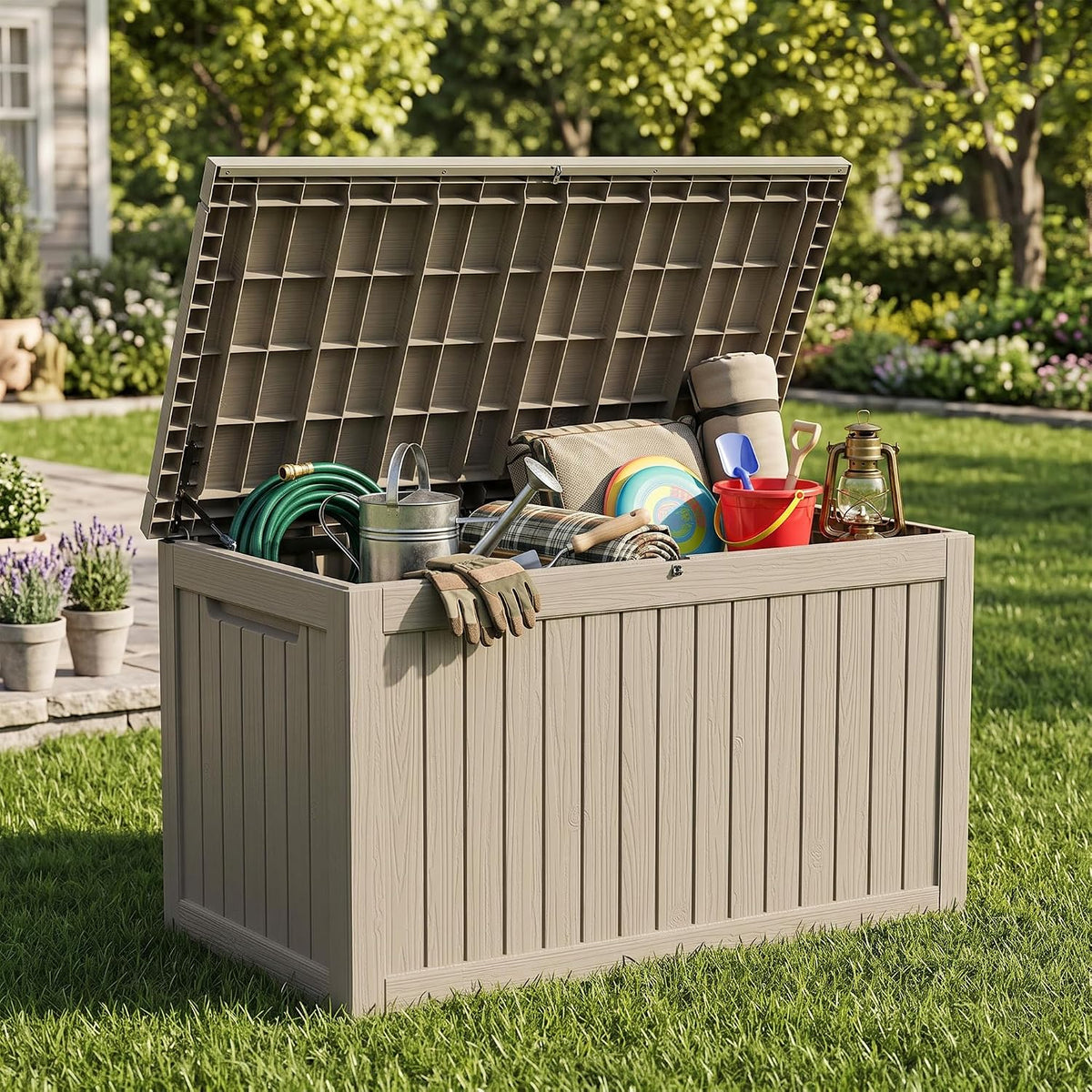 270 gallon outdoor storage box waterproof, lockable resin, main product view