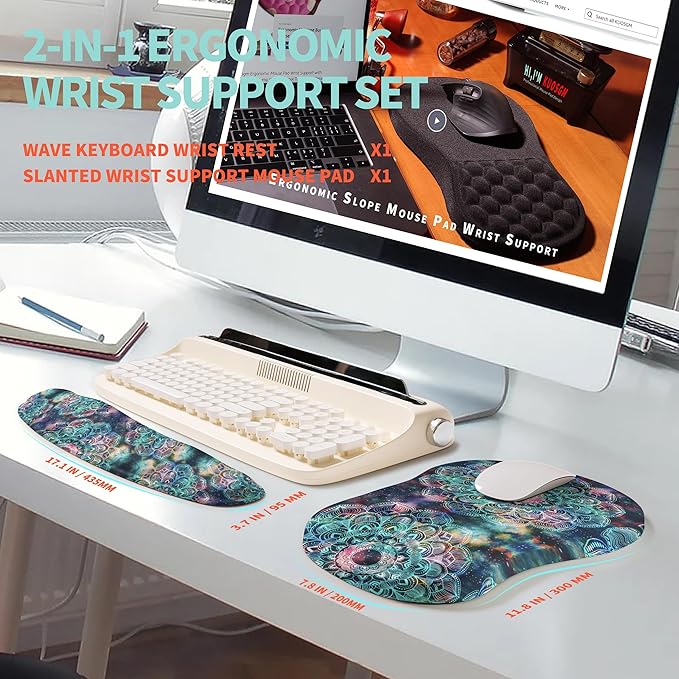 KUOSGM 2-in-1 Ergonomic Set, Wave Rise Keyboard Wrist Rest and Massage Bulge - Image 5