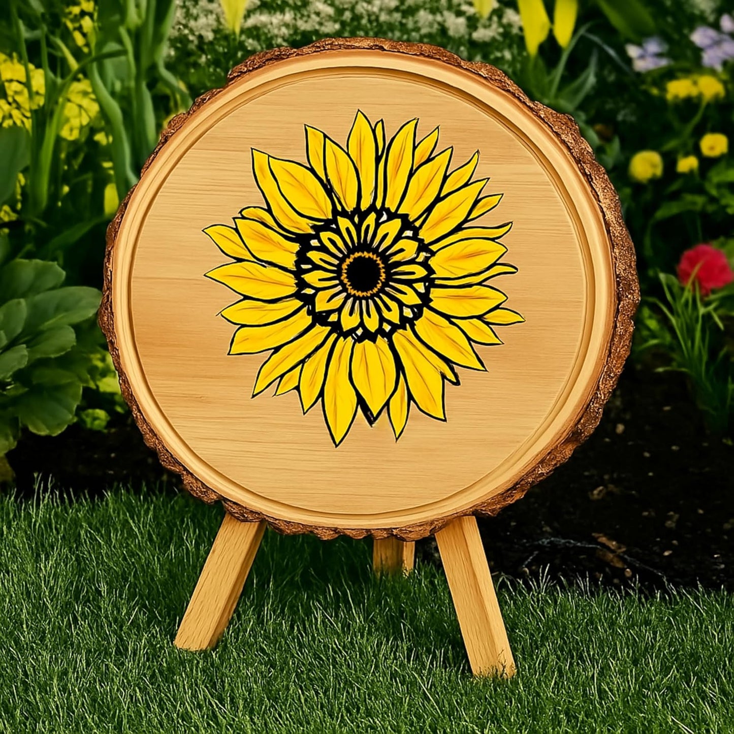 12x12 Inch Boho Sunflower Stencil for Painting on Wood, Canvas, Paper, Fabric and Furniture - Reusable Floral Craft Stencils - Large Flower Stencils - Wall Stencil for Painting Large Pattern