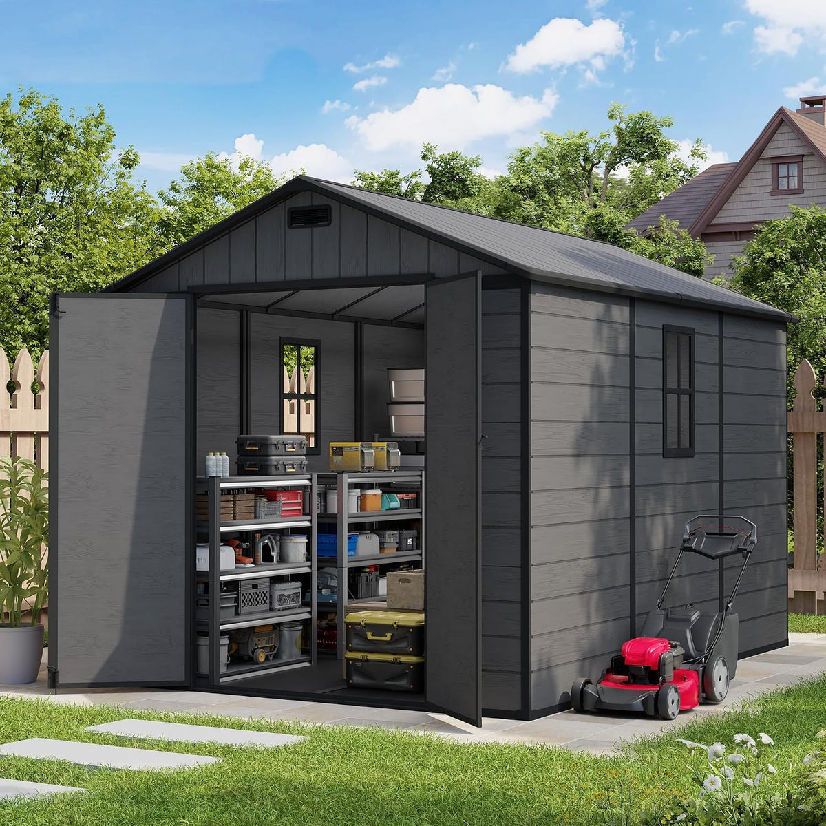 amopatio 8x10 ft outdoor resin storage shed with, main product view
