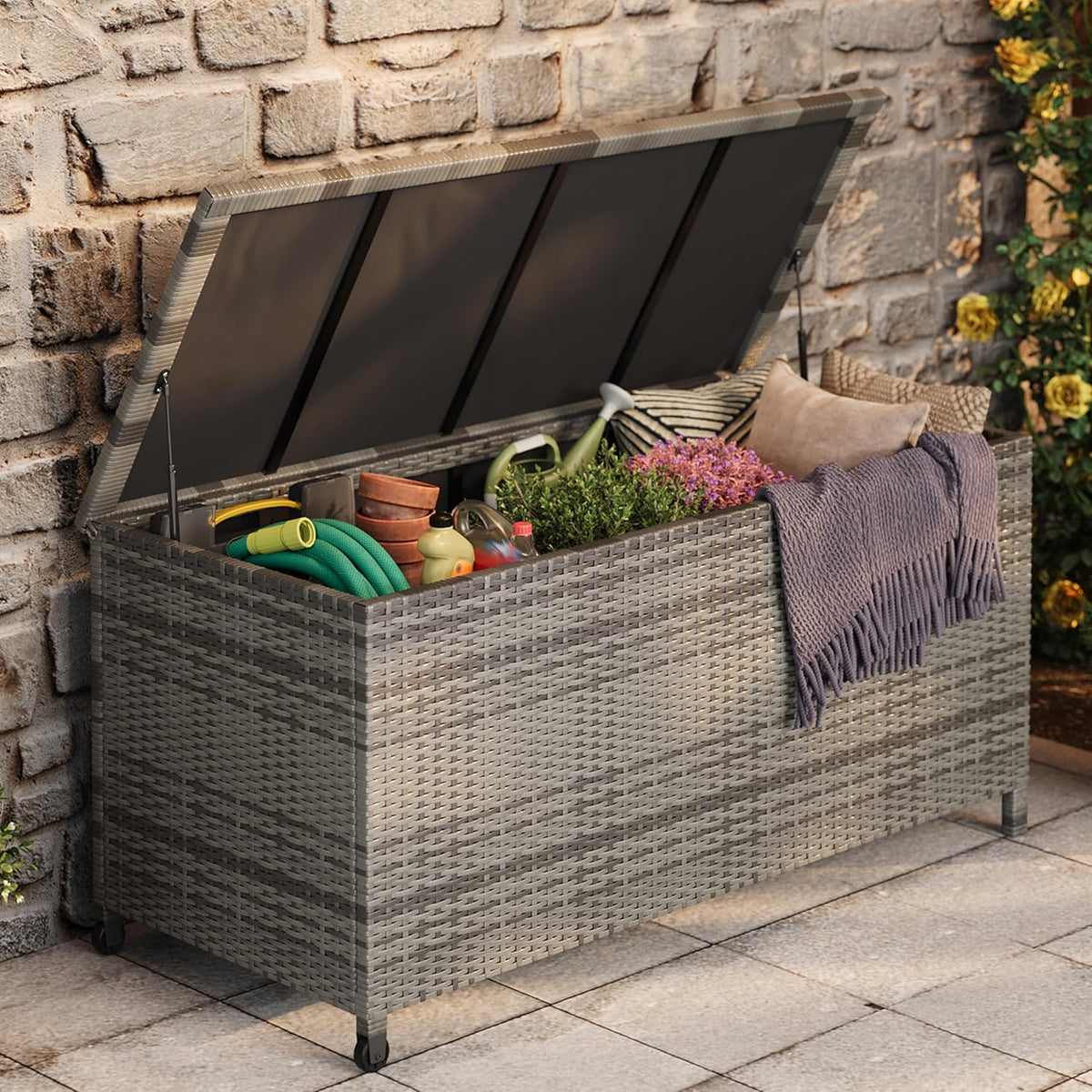 garvee 125 gallon large deck box waterproof pe, main product view