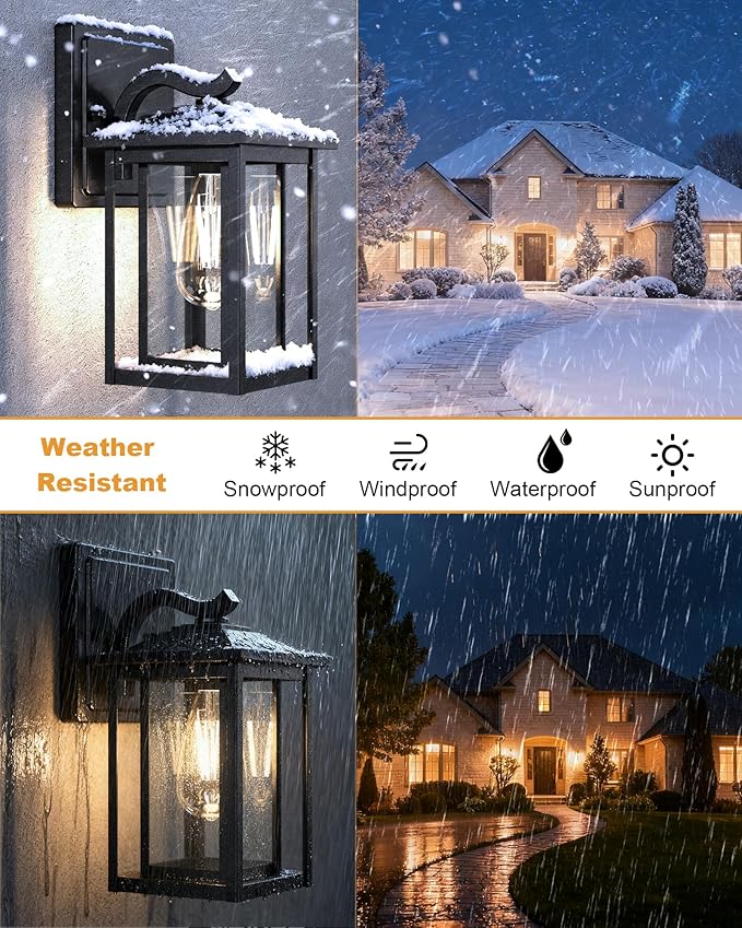 LTBLIGHT 2-Pack Dusk to Dawn Outdoor Light Fixtures, Modern Black Sensor Porch - Image 3
