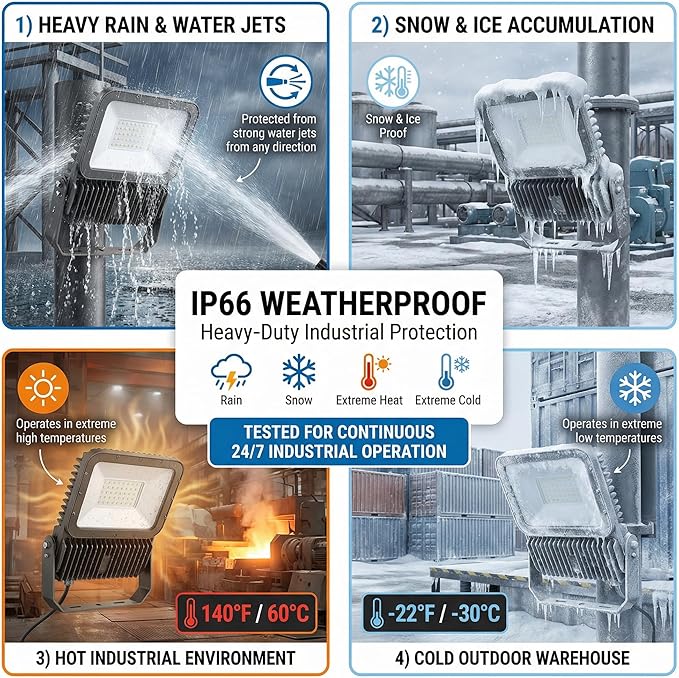 XXBSAZ 200W LED Flood Light Outdoor, High Output Plug-in & Hardwired Commercial - Image 3