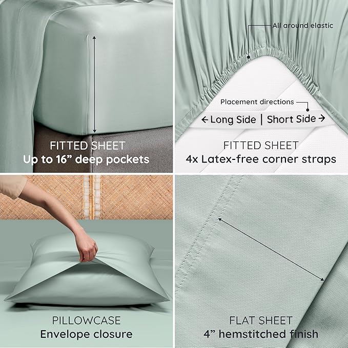 Bambaw 100% Viscose Derived from Bamboo Sheets Queen Size Deep Pocket Set – - Image 5