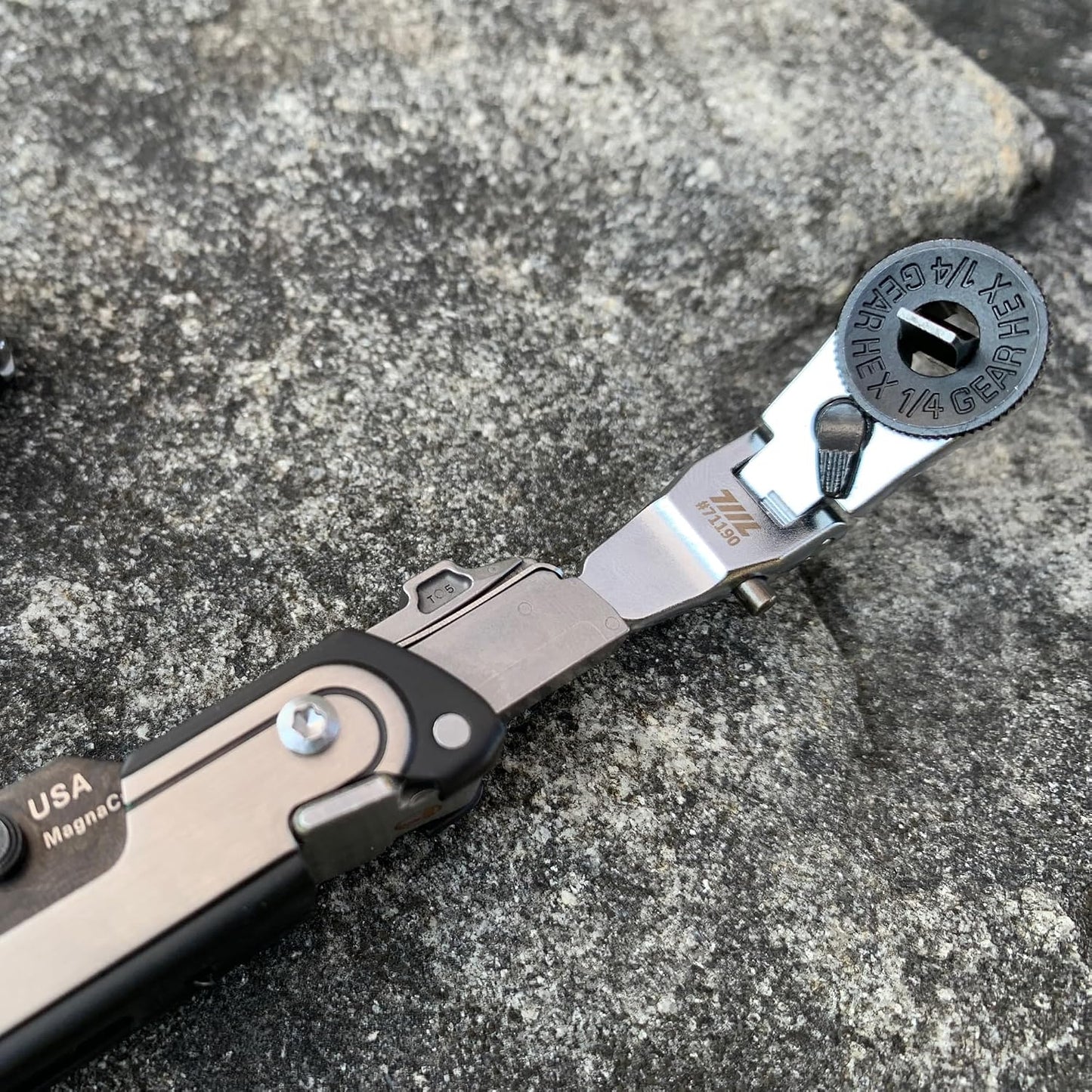 711L Flat End Flex Head EDC Ratchet Wrench - Screwdriver Accessory Compatible with Multitools' Flat Bit Adapters