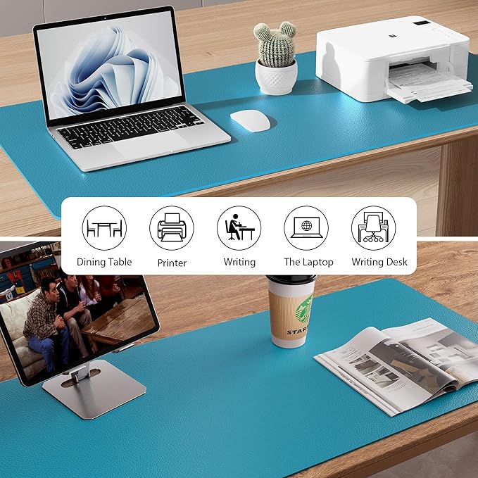 Aothia Leather Desk Pad Protector, Mouse Pad, Office Desk Mat, Non-Slip PU - Image 5