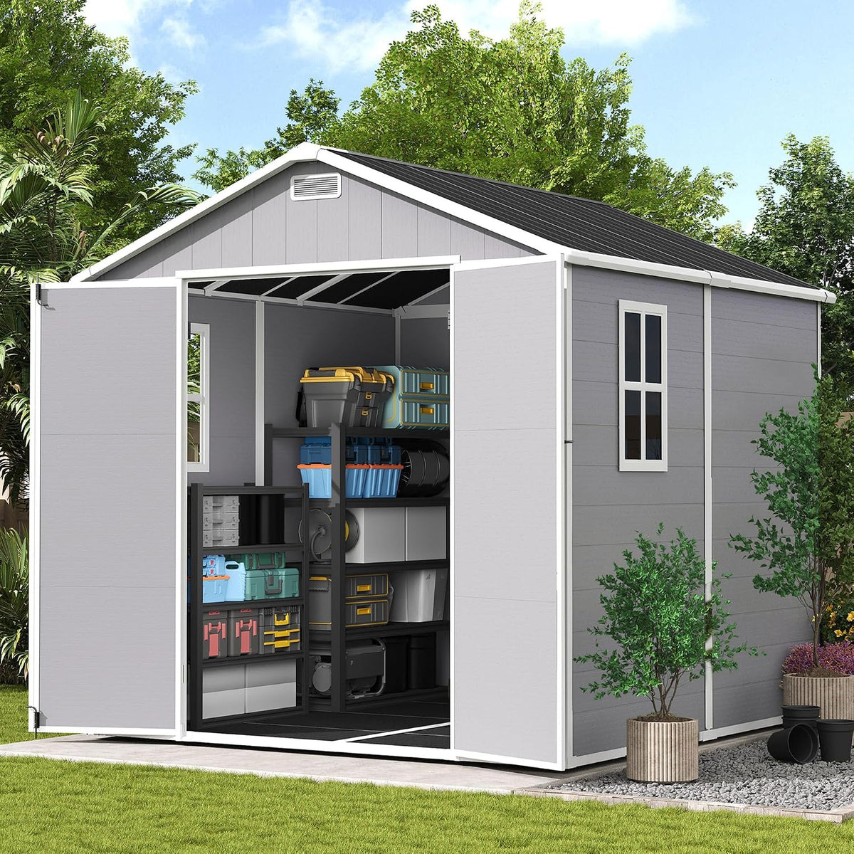 udpatio storage shed 8x8 ft, resin outdoor plastic, main product view