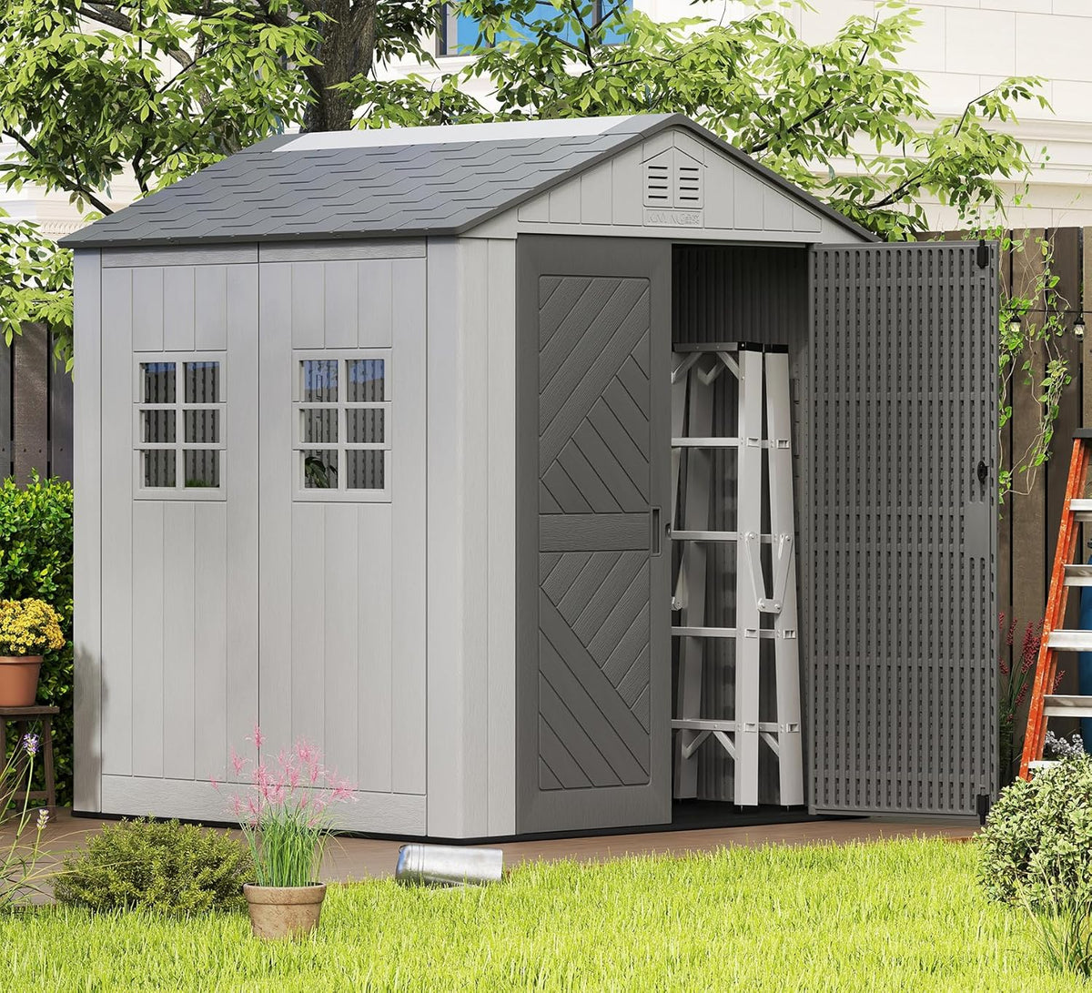 homspark outdoor storage shed 6x6 ft, all-weather resistant, main product view