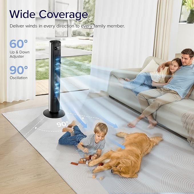 LEVOIT Smart 42 inch Tower Fan for Bedroom, DC motor, Oscillating - Image 3