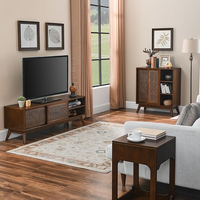 LKTART TV Stand for TVs up to 65'', Mid Century Modern Entertainment Center - Image 9