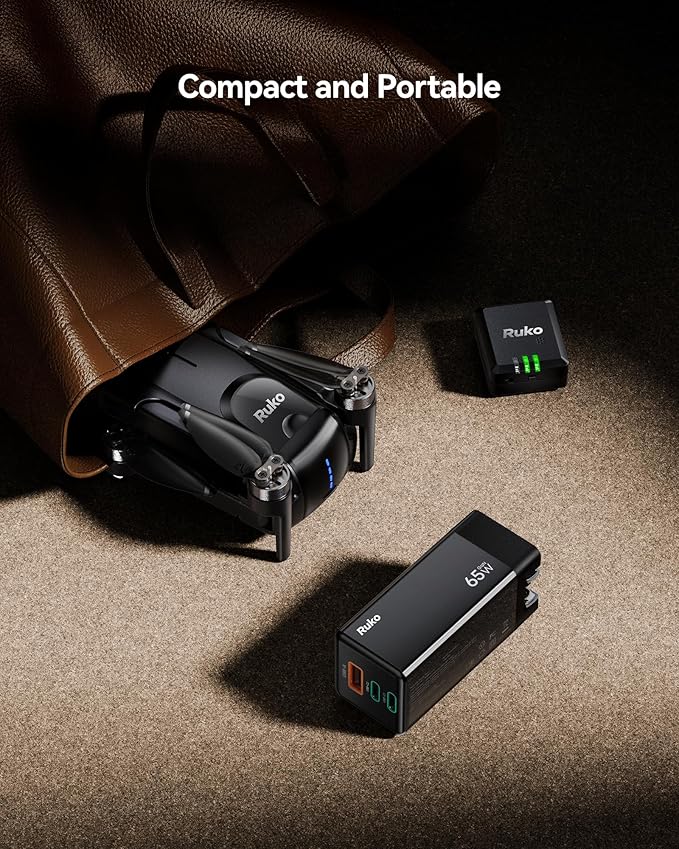 Ruko 65W USB C Charger, 3 Port Compact Foldable GaN Fast Charging Block Wall - Image 8