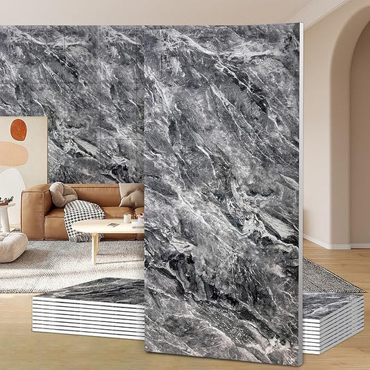 Wall Panels Peel and Stick，PVC Imitation Artificial Marble Tiles Sticker，10 pcs by Unknown
