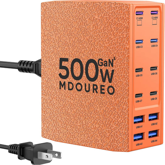 500W USB C Charger Block, 12-Port USB C Charging Station