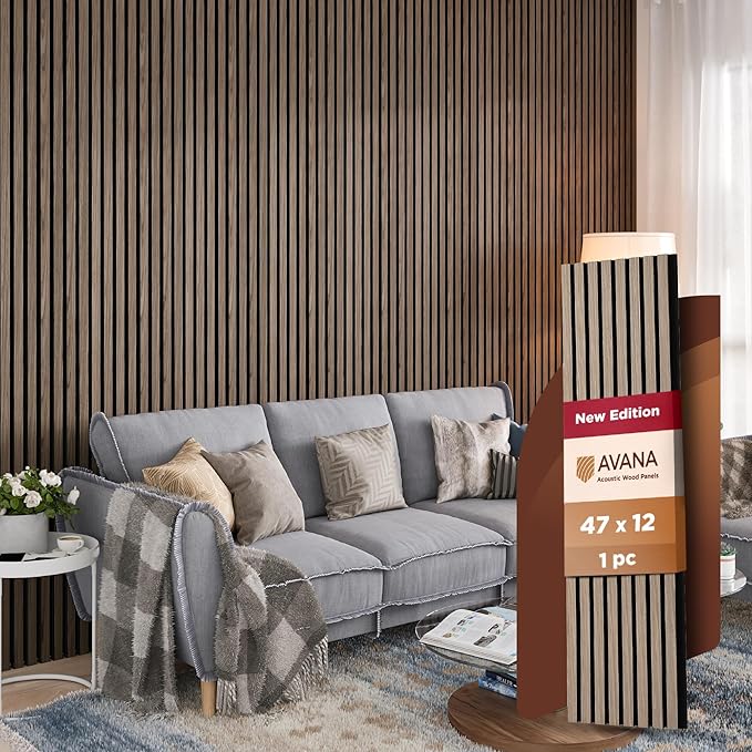 Avana Modern Acoustic Wood Wall Panels – 47.2 X 12.6 Inch Walnut Acoustic by AvanaHome