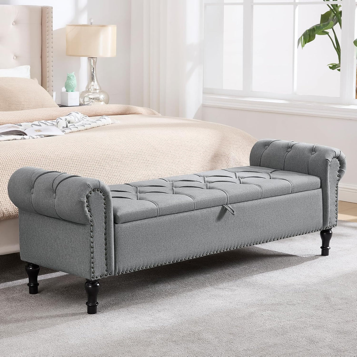 67 inch storage bench for bedroom, linen end, main product view