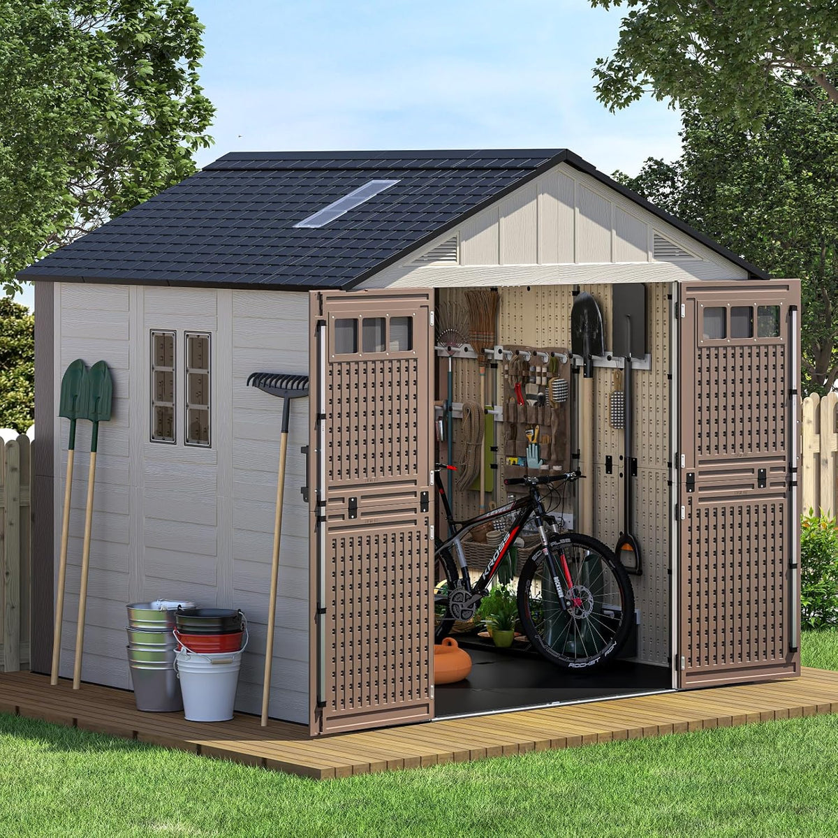 8x8 ft outdoor storage shed with floor, large, main product view
