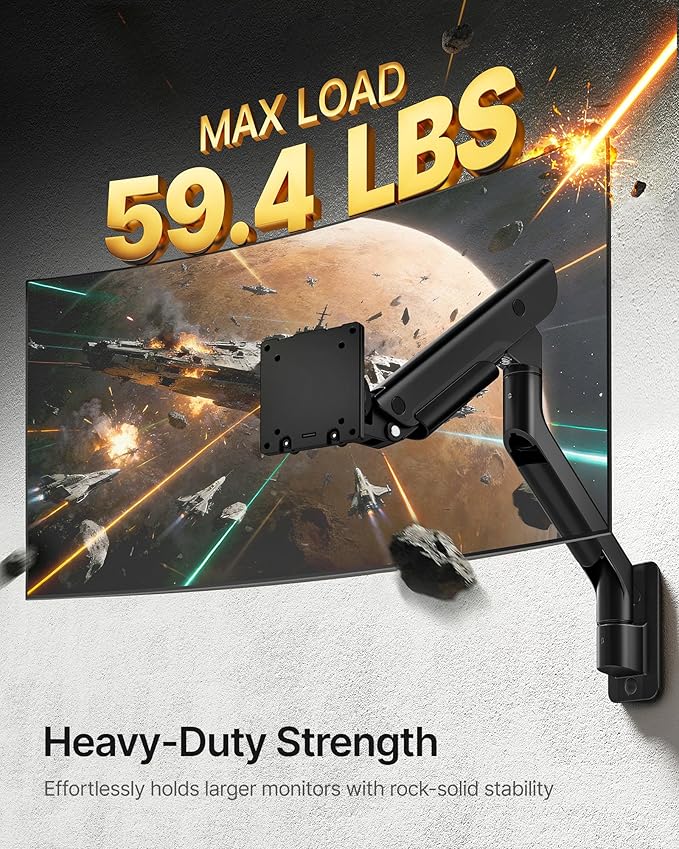 monTEK Heavy-Duty Single Monitor Wall Mount - Image 4