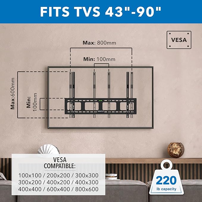 Mount-It! Low-Profile Tilt TV Wall Mount | Ultra-Slim Bracket - Image 2