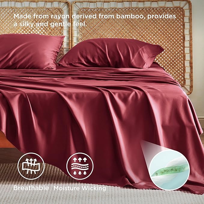 Bedsure California King Sheet Sets, Cooling Sheets, Rayon Derived from Bamboo - Image 4