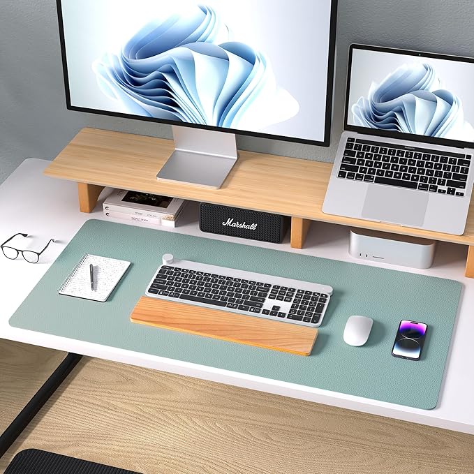 Aothia Leather Desk Pad Protector, Mouse Pad, Office Desk Mat, Non-Slip PU - Image 9