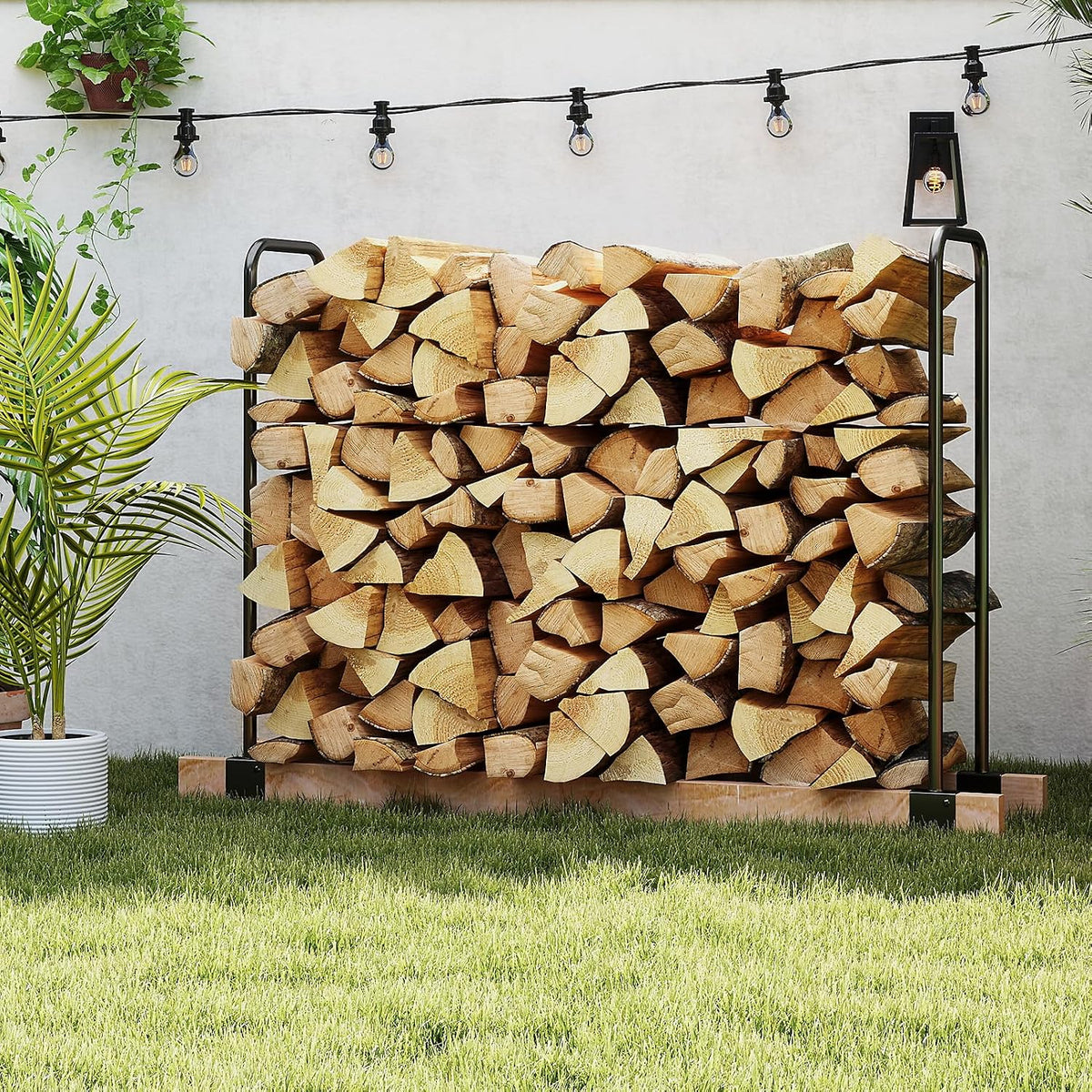 doeworks heavy duty firewood racks adjustable length log showing dimensions