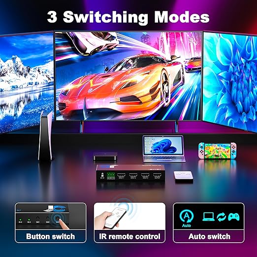 HDMI Switch 3 in 1 Out 4K@60Hz, 3Ports HDMI Switcher Splitter Selector - Image 3