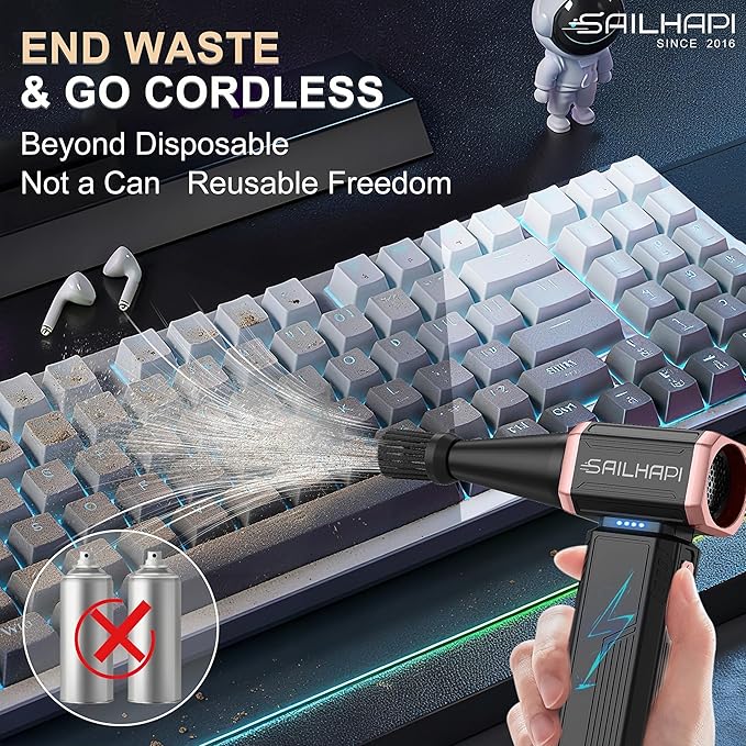 SAILHAPI Electric Air Duster, 300000RPM High-Speed Cordless Blower Fan - Image 2
