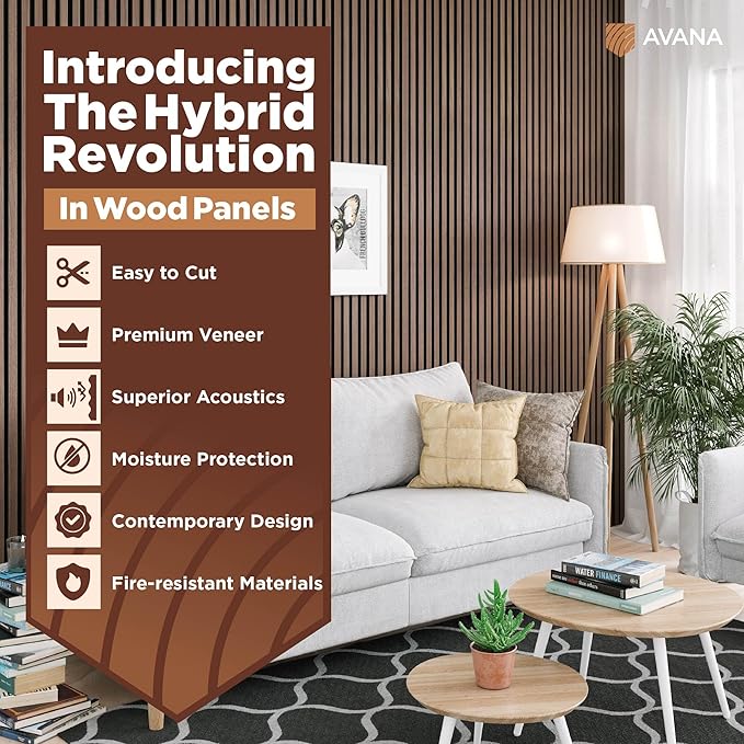 Avana Acoustic Wood Wall Panels – 47.2 X 12.6 Inch Walnut Acoustic Panels 1 PC - Image 2