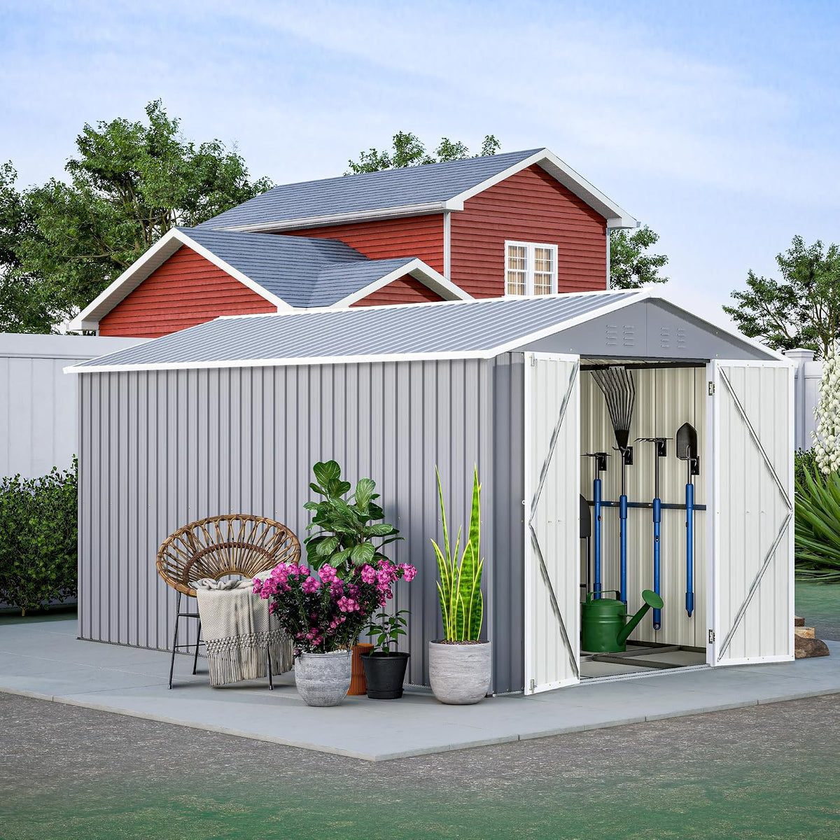 yopto 8x12 ft outdoor storage shed w/floor frame,metal, main product view