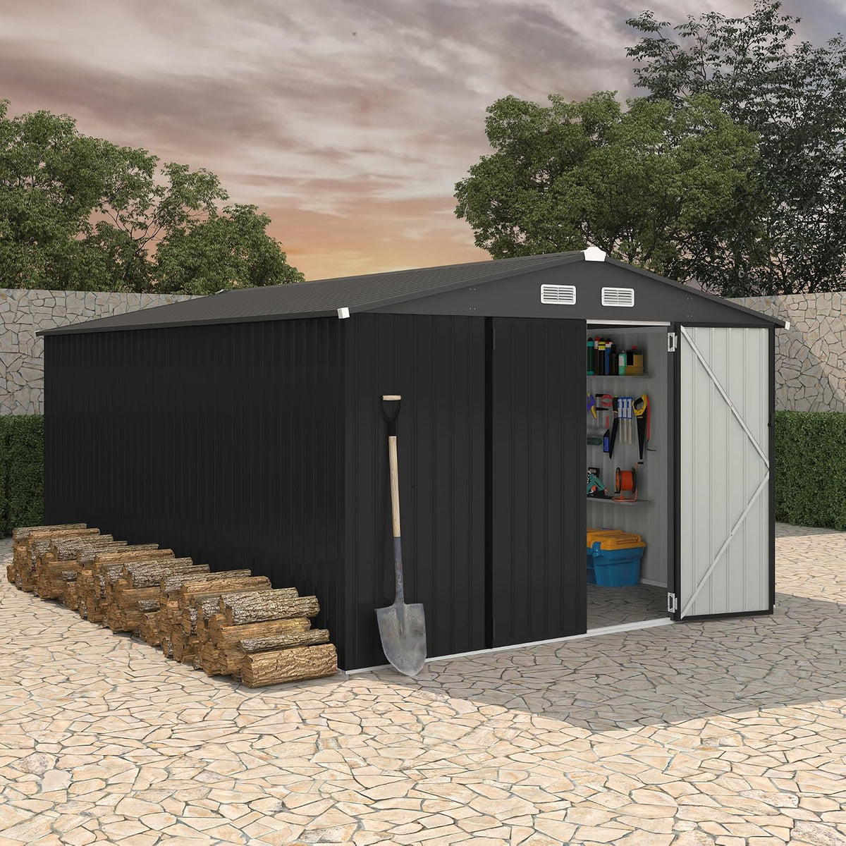 10x14 ft metal storage sheds outdoor, metal yard, main product view