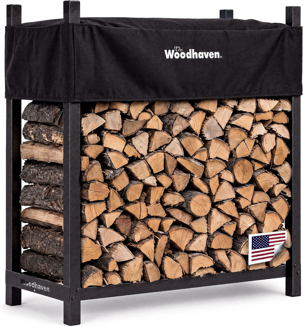 woodhaven 4-foot raised firewood rack with cover, 1/4, main product view