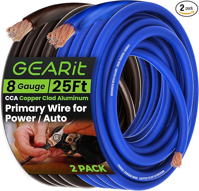 GEARit 8 Gauge Wire Copper Clad Aluminum CCA by GEARit