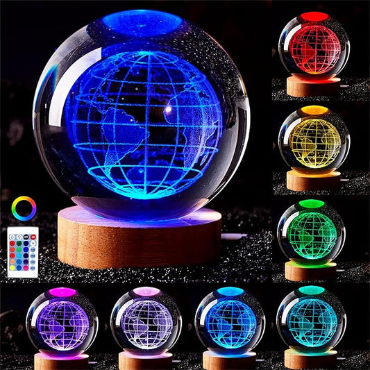 Conalisk 3D Earth Crystal Ball Lamp, 3.15 inch K9 Crystal Ball Night Light by Conalisk