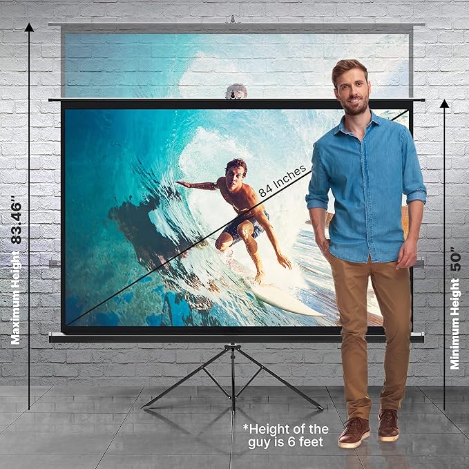 Projector Screen 84" with Floor Standing Portable Fold-Out Roll-Up Tripod Manual - Image 3