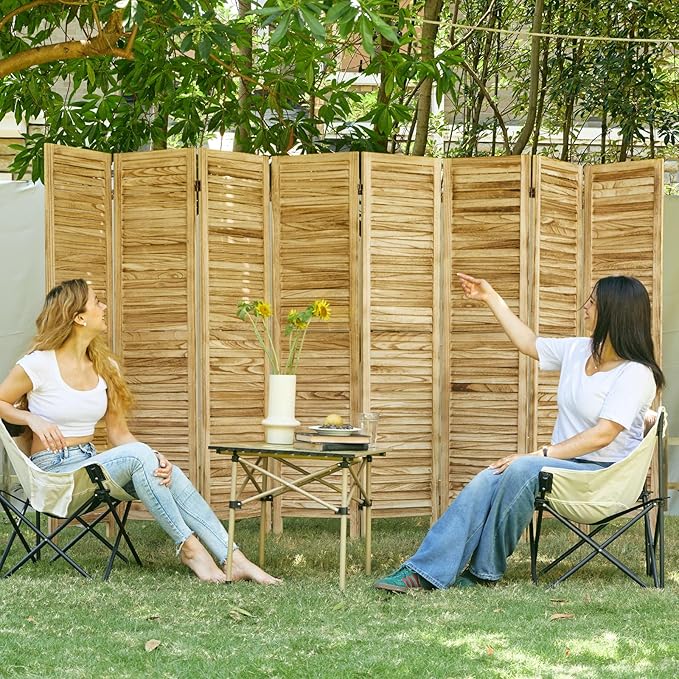 Room Dividers and Folding Privacy Screens, Wood Louvered Separators Divider Wall - Image 2