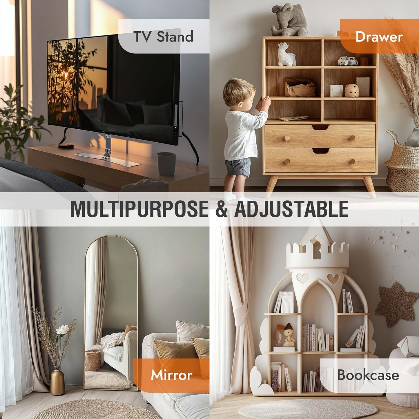 TV Safety Straps - Anti-Tip Furniture Straps for Baby Proofing - Adhesive Non Drill TV Straps Safety for Flat Screen - 2 Pack Adjustable Earthquake Straps - Wall Furniture Anchors for Baby Proofing